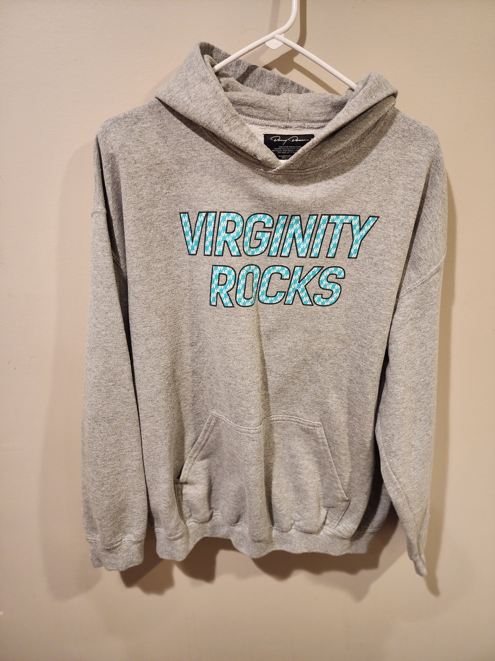 Virginity Rocks Gray Hooded Sweatshirt...Danny Dunkin